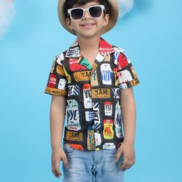 Polka Tots Boys Modern Graphic Printed Opaque Cotton Casual Shirt-picture-4