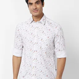 Parx Slim Fit Floral Printed Spread Collar Long Sleeves Cotton Casual Shirt-image-76