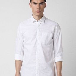 Peter England Casuals Spread Long Sleeves Slim Fit Polka Dots Cotton Printed Casual Shirt-picture-30