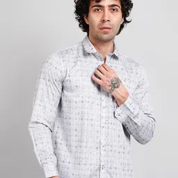 TIM PARIS Printed Spread Collar Cotton Casual Shirt-picture-31