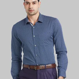 Park Avenue Spread Collar Long Sleeves Slim Fit Printed Cotton Formal Shirt-image-71