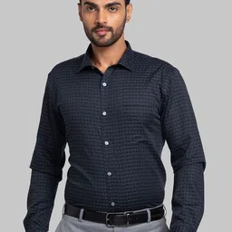 Park Avenue Self Design Spread Collar Cotton Formal Shirt-picture-31