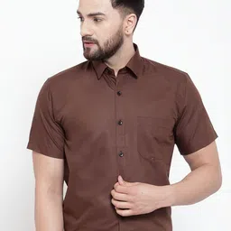 JAINISH Men Coffee Brown Classic Slim Fit Solid Formal Shirt-image-85