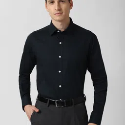 Peter England Men Black Solid Formal Shirt-image-3