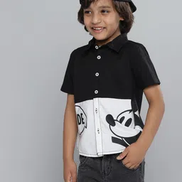YK Disney Boys Black & White Regular Fit Mickey Mouse Print Casual Shirt-picture-33
