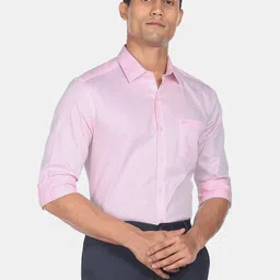 Arrow Men Slim Fit Auto Press Self Design Formal Pure Cotton Shirt-picture-16