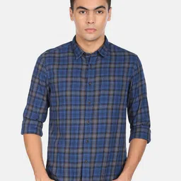 Flying Machine Tartan Checked Pure Cotton Casual Shirt-image-63