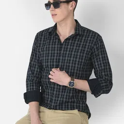 Crimsoune Club Checks Slim Fit Cotton Casual Shirt-picture-17