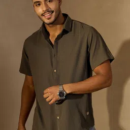 DENNISON Self Design Spread Collar Smart Oversized Cotton Smart Casual Shirt image 2