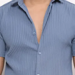 ZARIMO Standard Striped Spread Collar Short Sleeves Regular Fit Shirt image 2