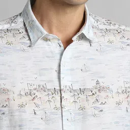 SIMON CARTER LONDON Slim Fit Faded Abstract Printed Spread Collar Casual Shirt image 2