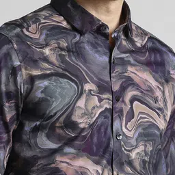 SIMON CARTER LONDON Abstract Printed Slim Fit Cotton Casual Shirt image 2