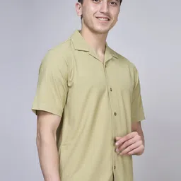 MAXZONE Men Classic Cuban Collar Solid Casual Shirt image 2