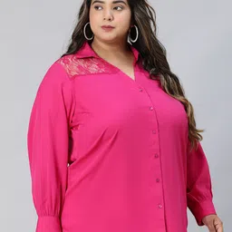 Oxolloxo Plus Size Relaxed Spread Collar Casual Shirt image 3