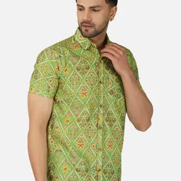 BASE 41 Ethnic Motifs Printed Slim Fit Casual Shirt image 3