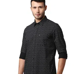 Basics Slim Fit Micro Ditsy Printed Poplin Casual Shirt image 3