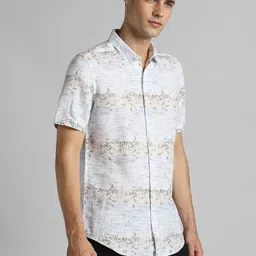 SIMON CARTER LONDON Slim Fit Faded Abstract Printed Spread Collar Casual Shirt image 3