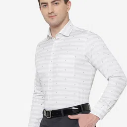Greenfibre Men Slim Fit Horizontal Stripes Formal Shirt image 5