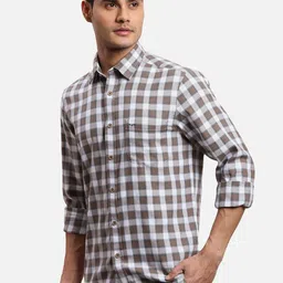ColorPlus Checked Spread Collar Cotton Casual Shirt image 3
