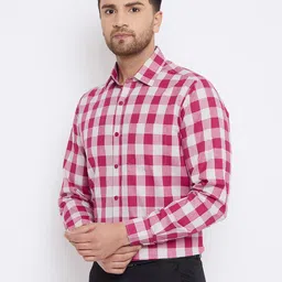 D Kumar Men Pink Standard Gingham Checked Formal Shirt image 3