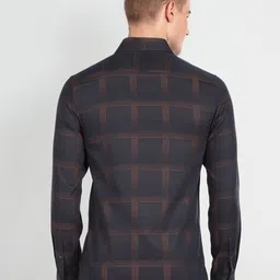 Arrow New York Slim Fit Windowpane Checked Spread Collar Formal Shirt image 2