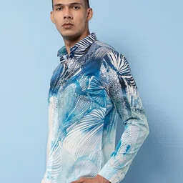 Rohit Gandhi + Rahul Khanna Comfort Abstract Printed Silk Casual Shirt image 4