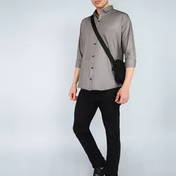 KHUSHI CREATION Men Original Spread Collar Solid Cotton Casual Shirt image 2