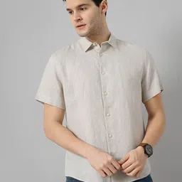 Celio Spread collar Short Sleeves Linen Opaque Casual Shirt image 5