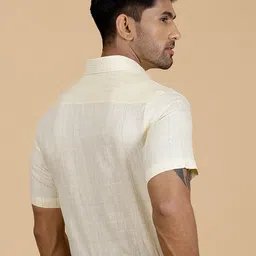 JADE BLUE Spread Collar Checked Linen Formal Shirt image 5