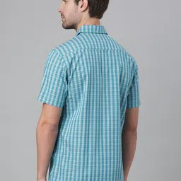 Thomas Scott Men Blue & White Relaxed Gingham Checks Checked Cotton Casual  Sustainable Shirt image 5