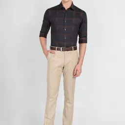 Arrow New York Slim Fit Windowpane Checked Spread Collar Formal Shirt image 4