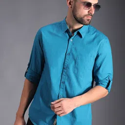 High Star Classic Roll Up Sleeves Pure Cotton Casual Shirt-picture-15