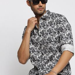 SHOWOFF Men Black Smart Slim Fit Opaque Printed Casual Shirt-picture-45
