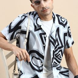 INVICTUS Club Geometric Printed  Slim Fit Cotton Casual Shirt-picture-16
