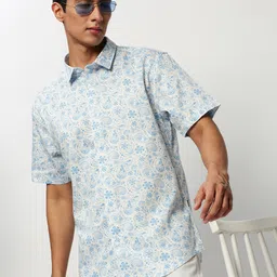 SHOWOFF Standard Ethnic Motifs Printed Twill Cotton Slim Fit Casual Shirt-picture-26