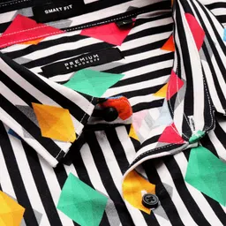 SHOWOFF Vertical Striped Smart Slim Fit Twill Cotton Casual Shirt image 3