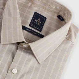 Arrow Spread Collar Micro Checks Striped Regular Fit Cotton Formal Shirt image 4