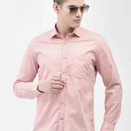 Crimsoune Club Slim Fit Geometric Printed Spread Collar Long Sleeves Cotton Casual Shirt-image-71