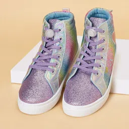 Pantaloons Junior Girls Textured Comfort Insole Contrast Sole Lace-Up Sneakers-picture-9