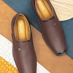 HERE&NOW Men Brown Slip-On Formal Loafers-picture-22