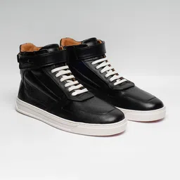 ZEESH Men Round Toe Lightweight Leather Sneakers-picture-33