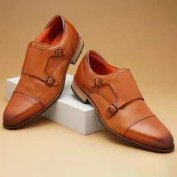 Ruosh Men Textured Leather Formal Monk Shoes-picture-35