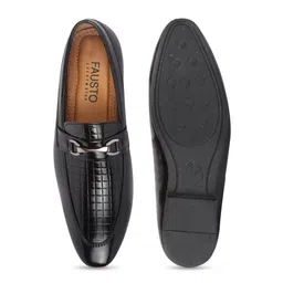 FAUSTO Men Textured Formal Loafers image 5