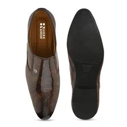 HERE&NOW Men Brown Printed Formal Slip-On Loafers image 2