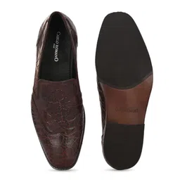 CARLO ROMANO Men Textured Round Toe Leather Loafers image 2