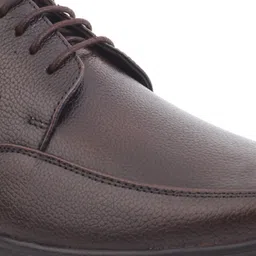 MONDAIN Men Tan Solid Leather Formal Derbys image 2