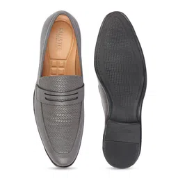 FAUSTO Men Grey Textured Formal Shoes image 5