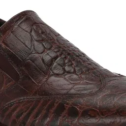 CARLO ROMANO Men Textured Round Toe Leather Loafers image 5