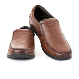 Khadims Men Brown Woven Design Leather Slip-On Sneakers image 2