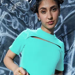 PINACOLADA Puff Sleeve Cotton Cut Out Cotton Crop Top-picture-35